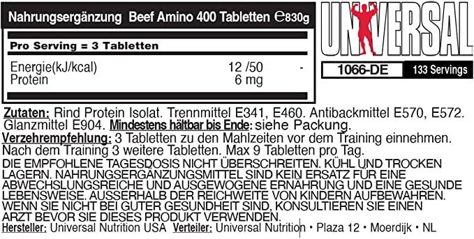 АМИНОКИСЛОТЫ 100% Beef Aminos, 400 tab, Universal Nutrition - фото 2 - id-p108130526