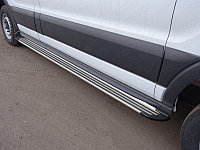 Порог алюминиевый "Slim Line Silver" 2220 мм (левый) ТСС для Ford Transit FWD L2 2013-
