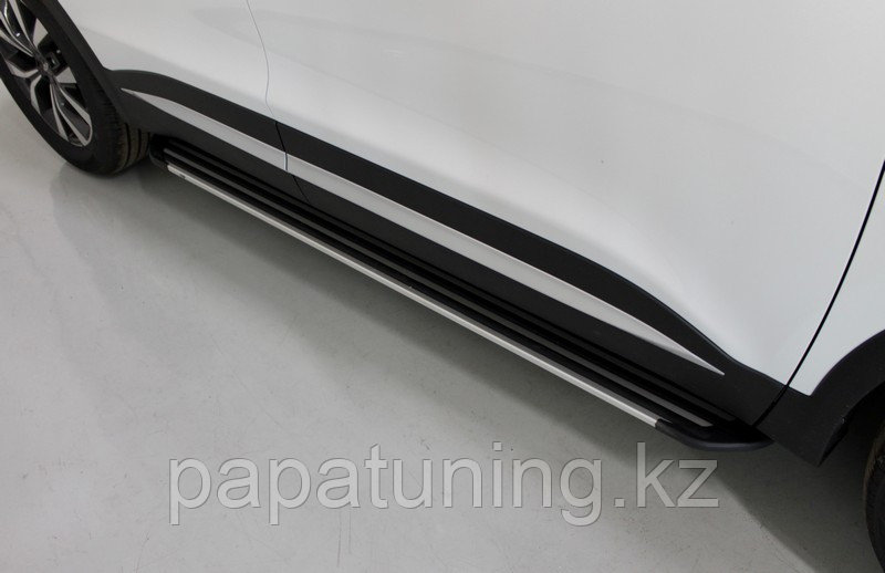Пороги алюминиевые "Slim Line Silver" 1720 мм ТСС для Chery Tiggo 7 PRO 2020-, фото 1