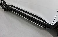 Пороги алюминиевые "Slim Line Silver" 1720 мм ТСС для Chery Tiggo 7 PRO 2020-