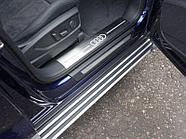 Пороги алюминиевые "Slim Line Silver" 1820 мм ТСС для Audi Q5 2017- (а/м без пневмоподвески)