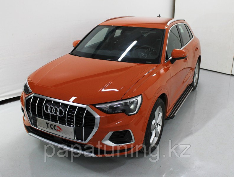 Пороги алюминиевые "Slim Line Silver" 1780 мм ТСС для Audi Q3 2019- - фото 2 - id-p108091660