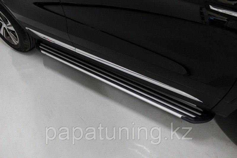 Пороги алюминиевые "Slim Line Silver" 1720 мм ТСС для Changan CS75 FL 2020