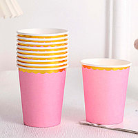 Набор стаканов с тиснением 10шт, бумага Розовые