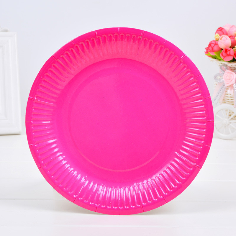 Набор тарелок "Полноцветные" 18см, 10шт, бумага Розовый - фото 1 - id-p108131301