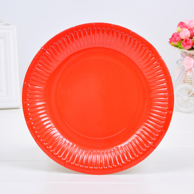 Набор тарелок  "Полноцветные" 18см, 10шт, бумага Красный