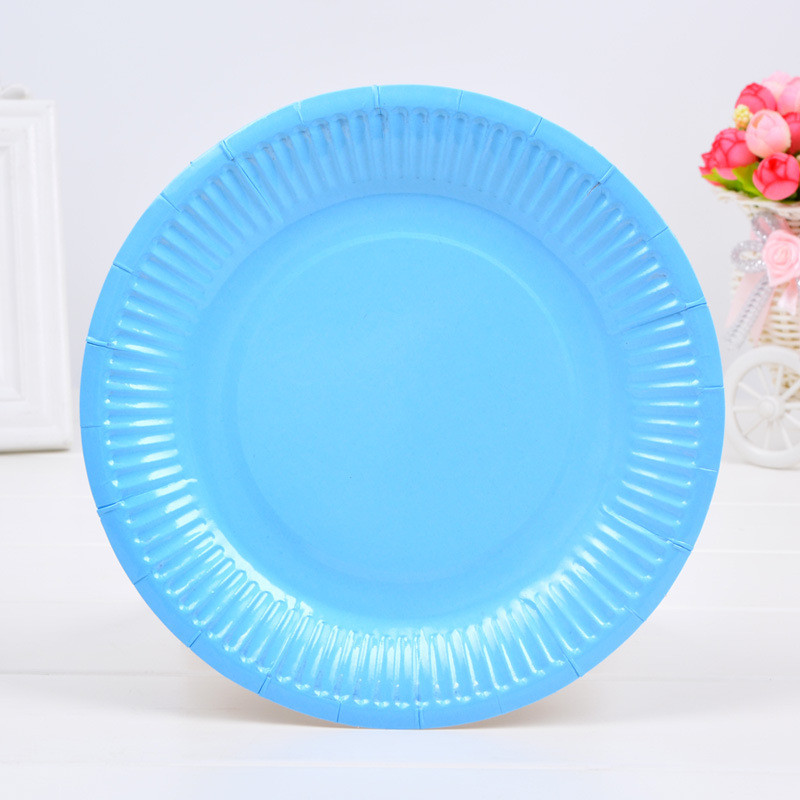 Набор тарелок "Полноцветные" 18см, 10шт, бумага Голубой - фото 1 - id-p108131320