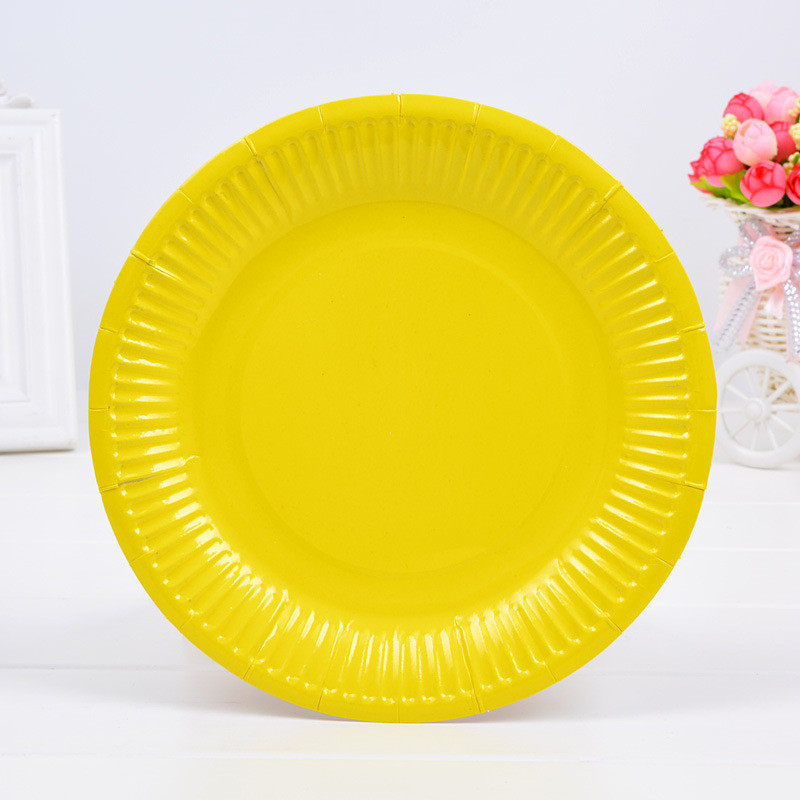 Набор тарелок "Полноцветные" 18см, 10шт, бумага Желтый - фото 1 - id-p108131325
