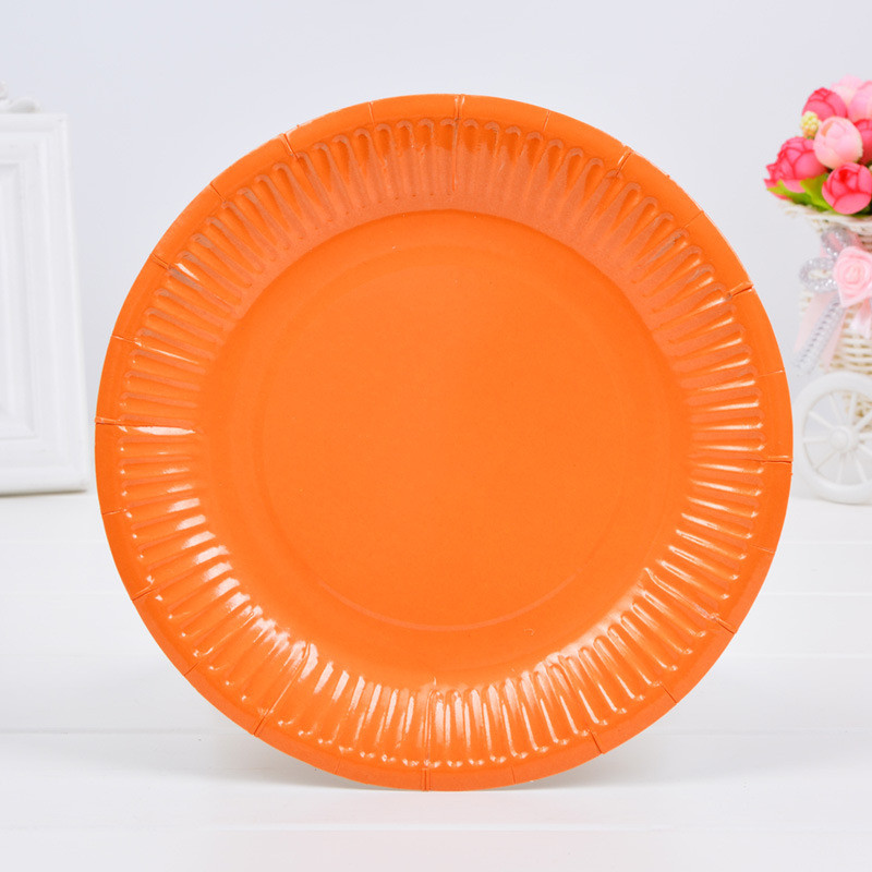 Набор тарелок "Полноцветные" 18см, 10шт, бумага Оранжевый - фото 1 - id-p108131338