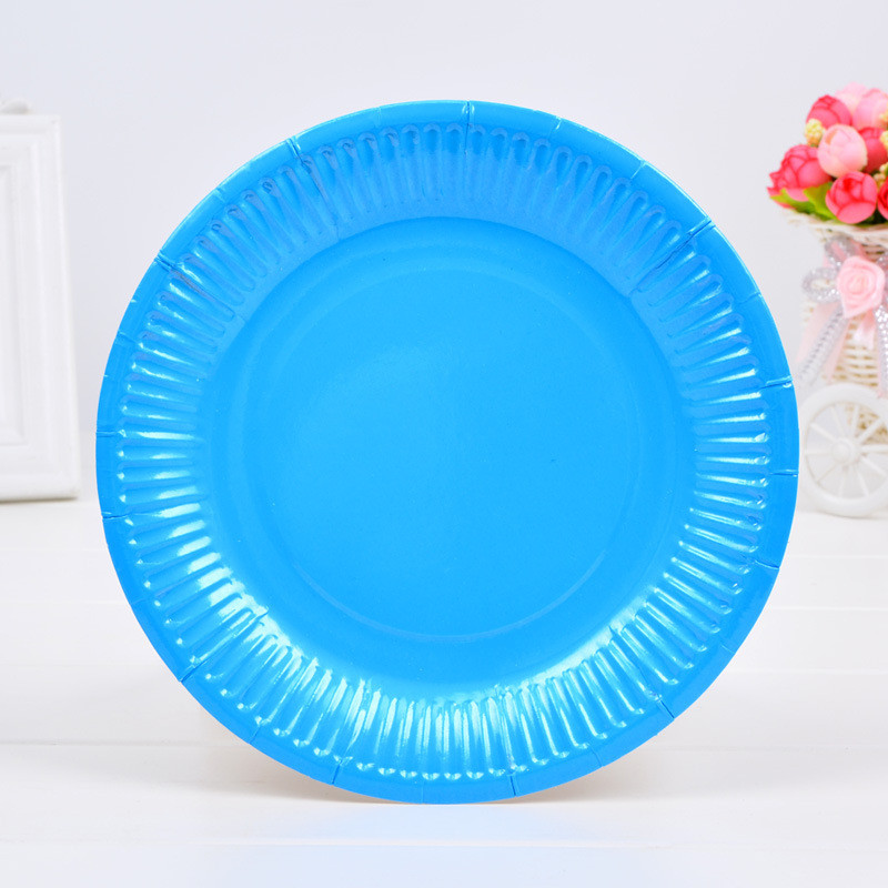 Набор тарелок "Полноцветные" 18см, 10шт, бумага Голубой - фото 1 - id-p108131357