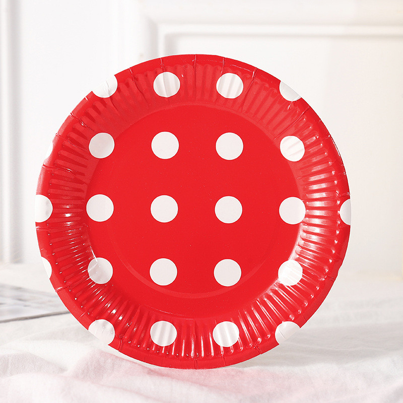Набор тарелок с тиснением "Горошек" 18см, 10шт, бумага, Красный - фото 1 - id-p108131383