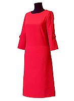 Элегантное Платье Полуоблегающее с Рукавами Красного Цвета Миди