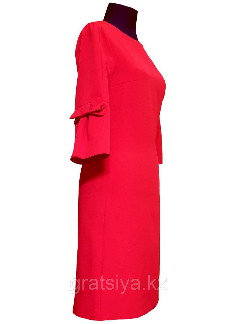 Элегантное Платье Полуоблегающее с Рукавами Красного Цвета Миди - фото 2 - id-p98878167