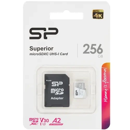 Silicon Power Superior microSDXC 256 ГБ [SP256GBSTXDA2V20SP] флеш (flash) карты (SP256GBSTXDA2V20SP) - фото 1 - id-p108137023