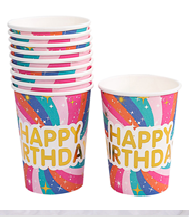 Набор стаканов "Happy Birthday" 10шт, бумага разноцветные - фото 1 - id-p108137630