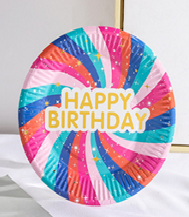 Набор тарелок "Happy Birthday" разноцветные 18см, 10шт, бумага - фото 1 - id-p108137649