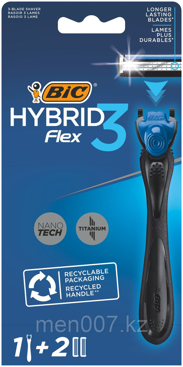 BIC / Мужская бритва Flex 3 Hybrid с 2 сменными кассетами - фото 1 - id-p71967897