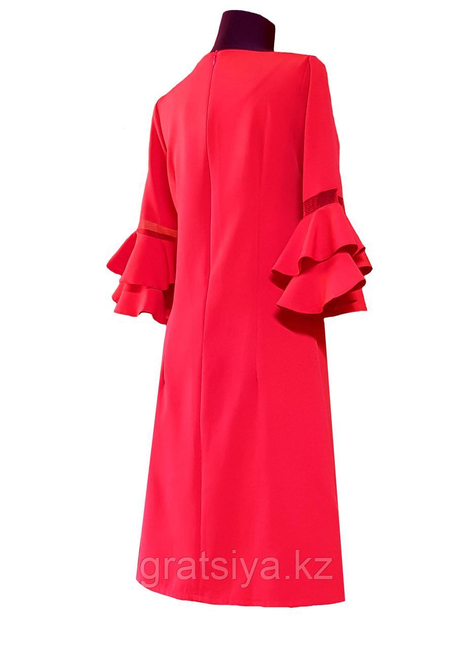 Вечернее Коктейльное Платье Красного и Черного Цвета с Рукавами Миди - фото 4 - id-p100630222