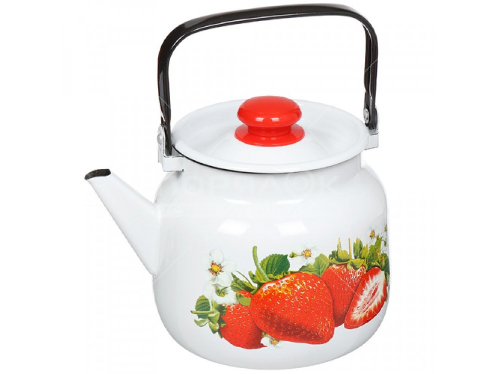 Чайник 3,5л "Сочная клубника" (Лысьвенские Эмали, Россия), фото 1
