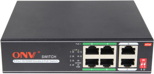 Коммутатор PoE  4-портовый ONV-H1064PLD long distance <4 порта 10/100Mbps PoE802.3at/af, +2 Uplink