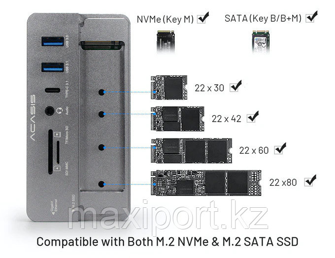 Type-C конвертор 10в1+ кейс для SSD M2 с протоколом pci-e nvme и sata до 8тб цвет чёрный - фото 4 - id-p108144896