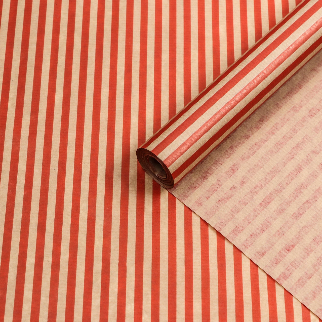 Бумага упаковочная, крафтовая, рисунок Красные полоски, 0.5*10 м, 70 г/м², рулон - фото 1 - id-p108145062