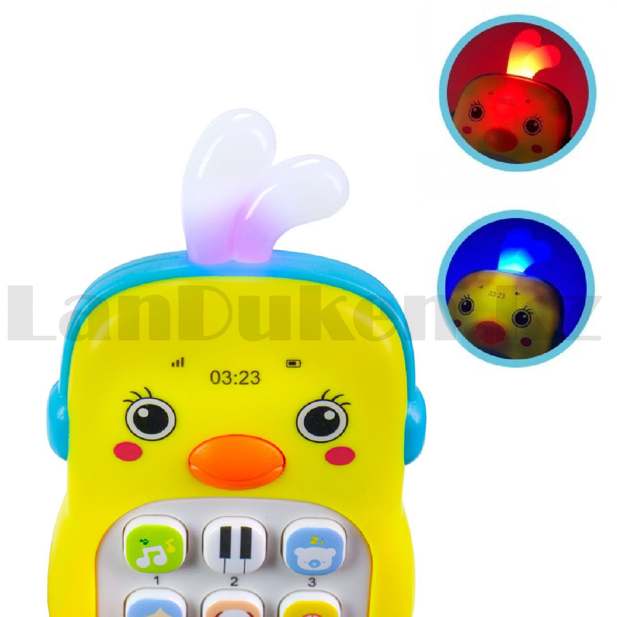Детский игрушечный телефон с кнопками музыкальный Уточка - фото 3 - id-p108145609