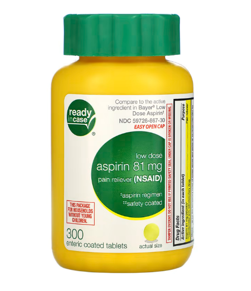 Life Extension, аспирин, низкая дозировка с защитным покрытием, 81 мг, 300 таблеток, покрытых кишечнорастворим - фото 1 - id-p108145640