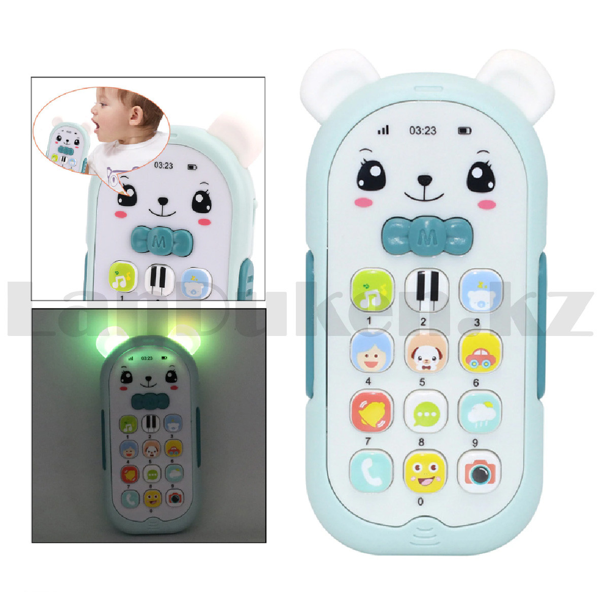 Детский игрушечный телефон с кнопками музыкальный Мишка - фото 3 - id-p108145672