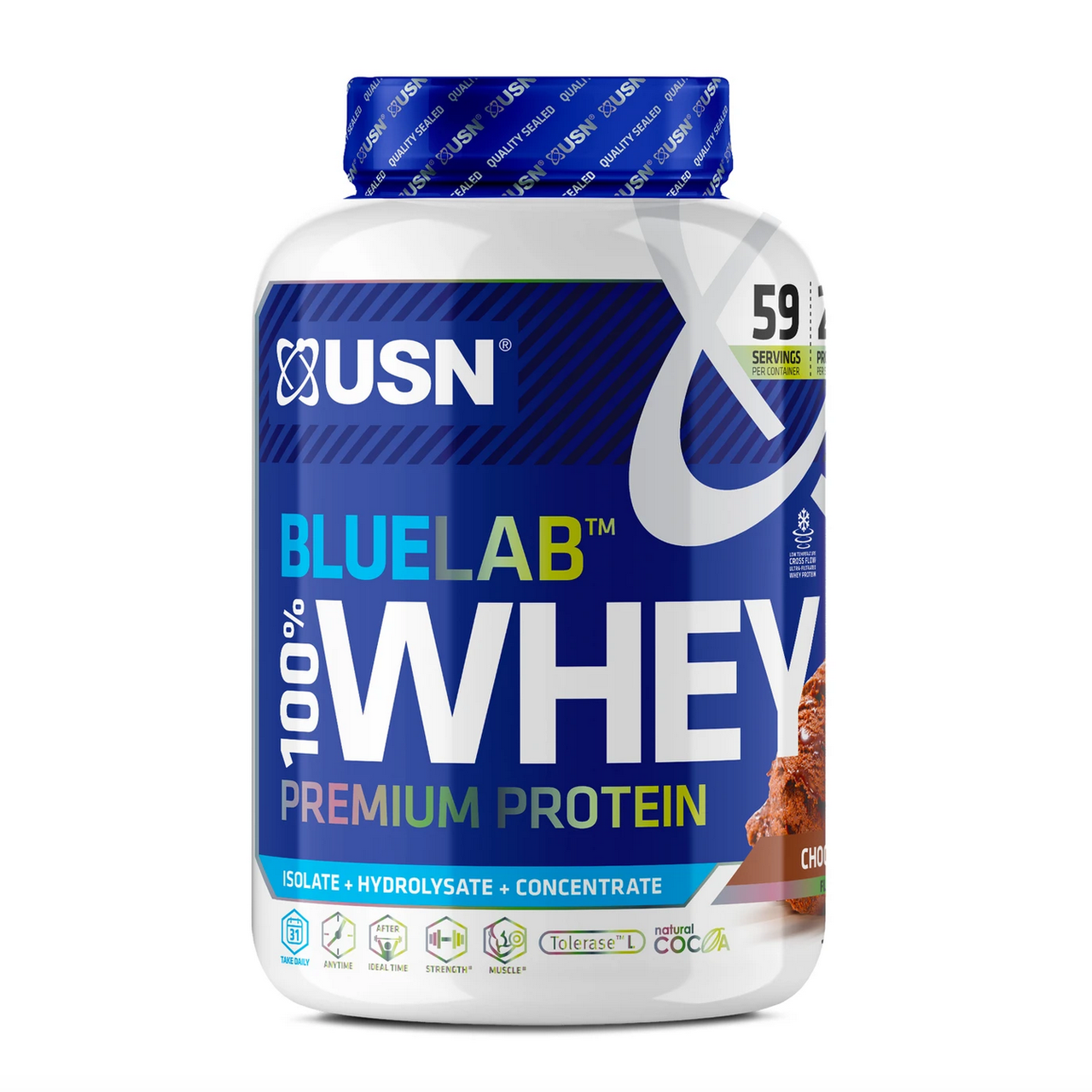 Протеин BlueLab 100% Whey, 2 kg, USN Chocolate - фото 1 - id-p106027197