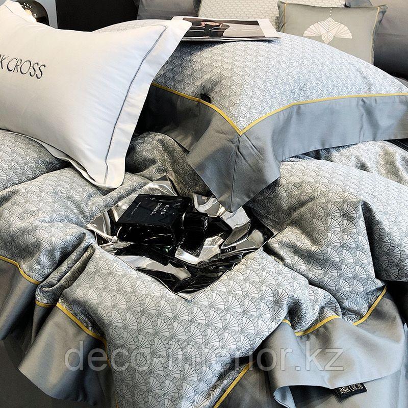 Комплект постельного белья двуспальный из сатин-жаккарда с геометрическим принтом - фото 2 - id-p108146539