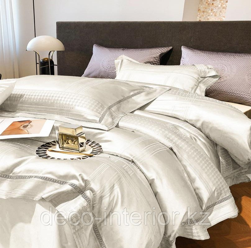 Комплект постельного белья двуспальный из сатин-жаккарда с геометрическим принтом - фото 9 - id-p108146539