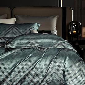 Комплект постельного белья KING SIZE из сатин-жаккарда с геометрическим принтом