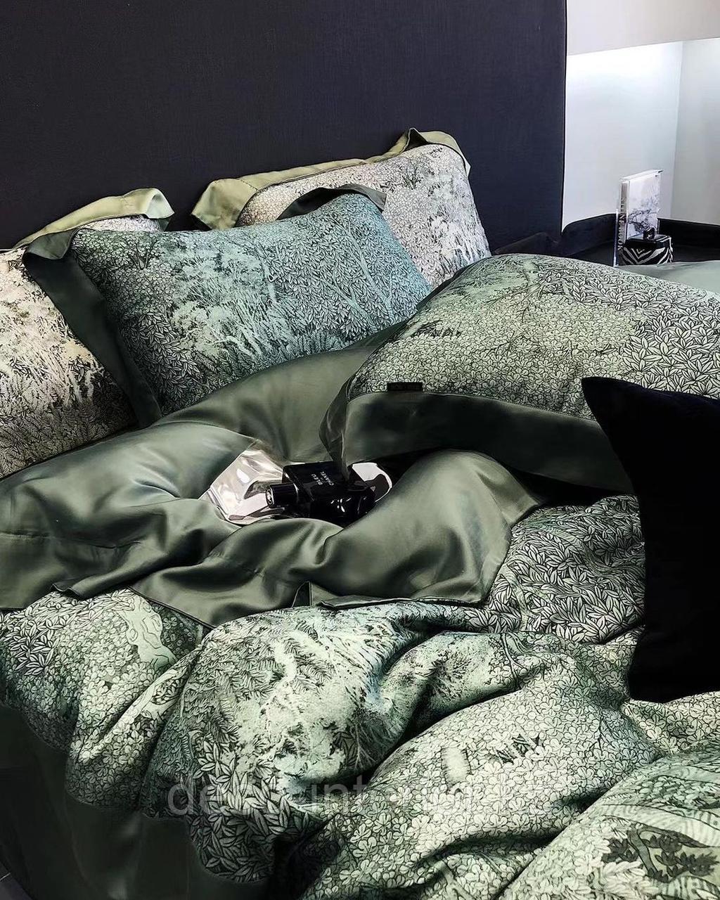 Комплект постельного белья двуспальный из тенселя с растительным принтом - фото 2 - id-p108146603