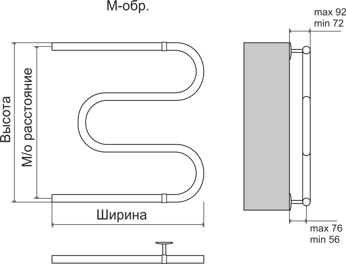 Полотенцесушитель водяной М-обр AISI 32х2 600х600 (Terminus, Россия) - фото 2 - id-p108146844