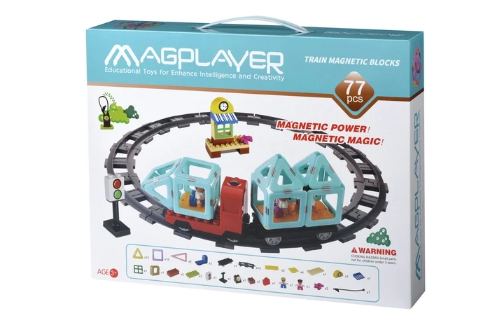 Конструктор Magplayer Железная дорога 77 эл.