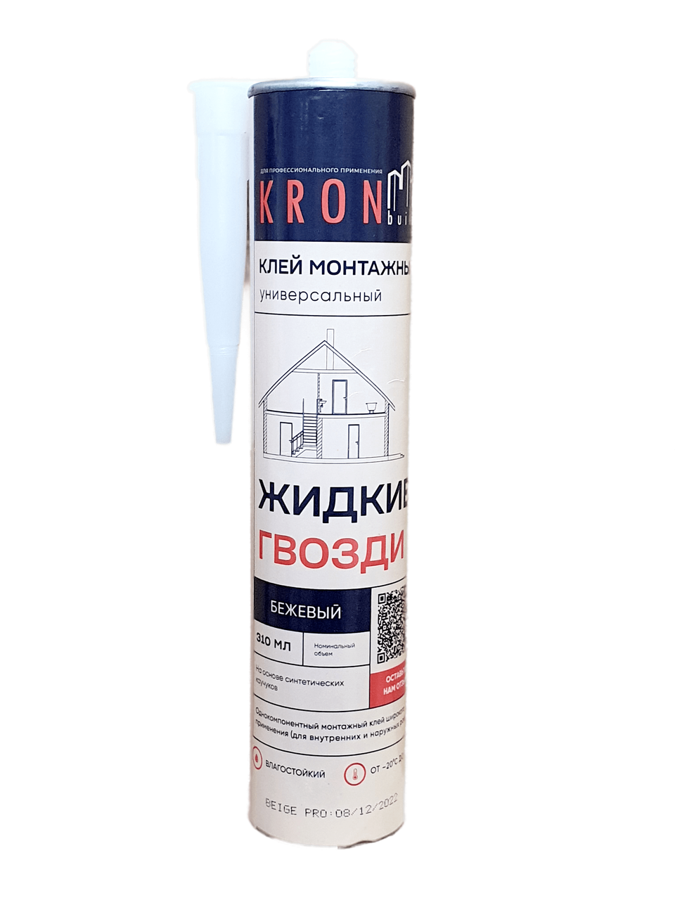 Клей монтажный жидкие гвозди KRONbuild (бежевый) 390гр - фото 2 - id-p108149364