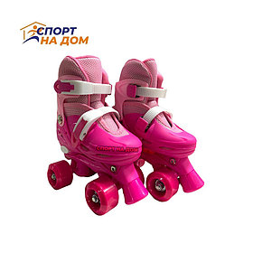 Детские раздвижные роликовые коньки "КВАДЫ" M (размер 34-37) PINK