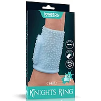 Насадка на пенис с вибрацией Drip Knights Ring (10*3,7) голубая