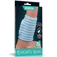 Насадка на пенис с вибрацией Wave Knights Ring (10*3,7) голубая