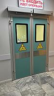 Дверь медицинская алюминиевая автоматическая, распашная, двухстворчатая
