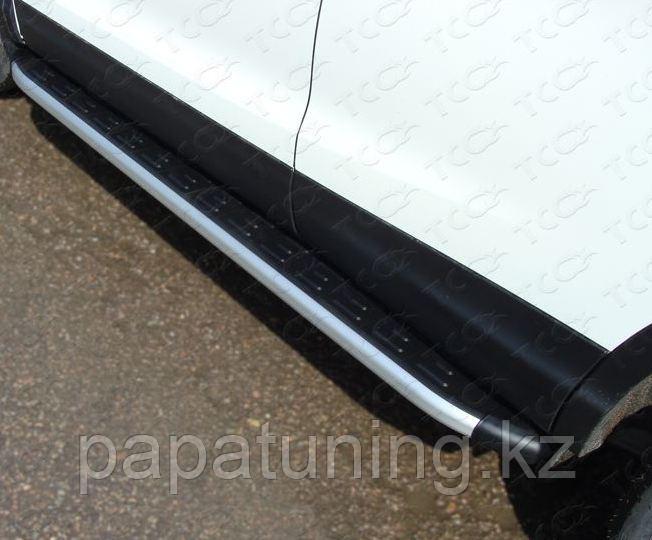 Пороги алюминиевые с пластиковой накладкой (1720 из 2-х мест) ТСС для Volkswagen Tiguan 2011-2016 - фото 1 - id-p108132366
