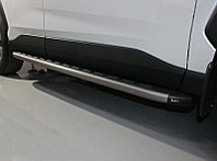 Пороги алюминиевые с пластиковой накладкой (карбон серые) 1720 мм ТСС для Toyota RAV4 2019-