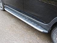 Пороги алюминиевые с пластиковой накладкой (карбон серые) 1820 мм ТСС для Subaru XV 2017-