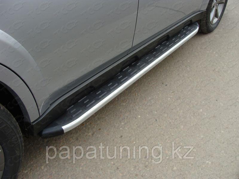 Пороги алюминиевые с пластиковой накладкой (1820 из 2-х мест) ТСС для Subaru Outback 2013-2015 - фото 1 - id-p108132244