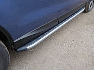 Пороги алюминиевые с пластиковой накладкой (карбон серебро) 1720 мм ТСС для Subaru Forester (SJ) 2016-2017