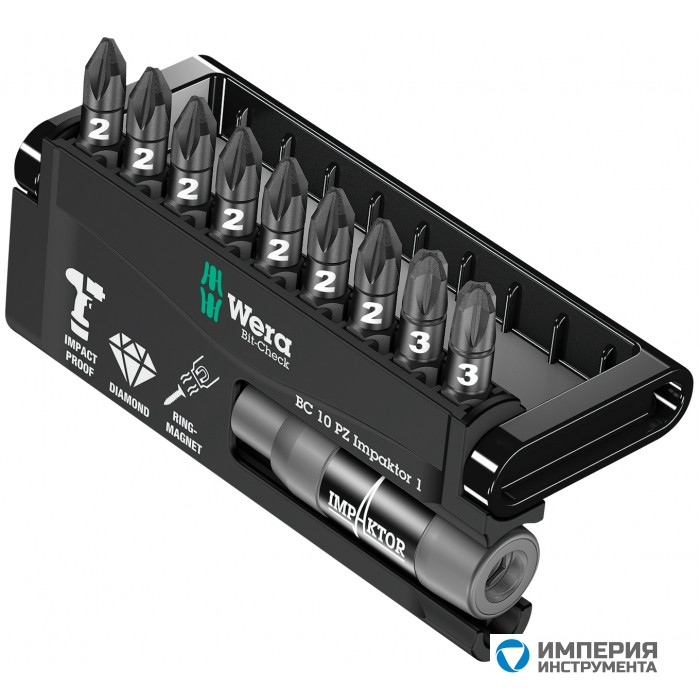 Набор WERA Bit-Check 10 PZ Impaktor 1 057684 - фото 2 - id-p108160028