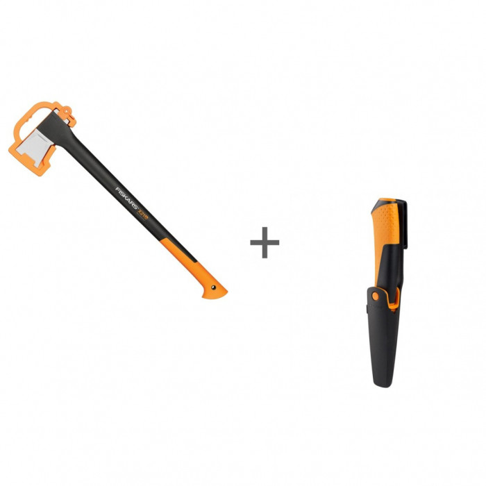 Топор-колун Fiskars L, X21 + универсальный нож с точилкой