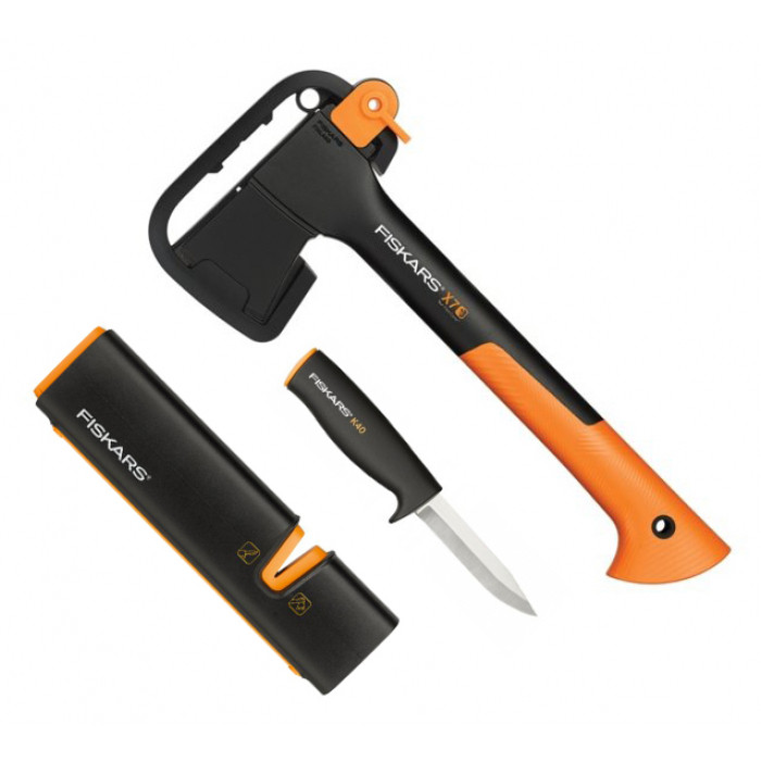 Набор Fiskars Топор X7 + Точилка для топоров и ножей Xsharp + Нож K40