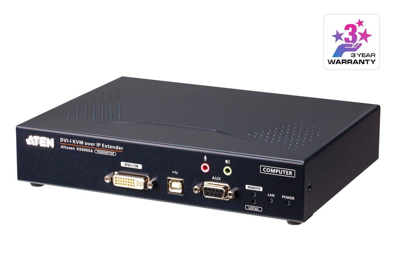 DVI-I KVM-удлинитель с доступом по IP и поддержкой одного дисплея (передатчик) KE6900AT ATEN